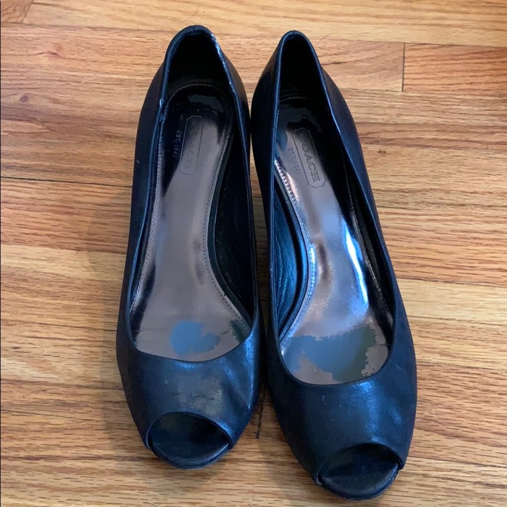 Coach peep-toe wedges
